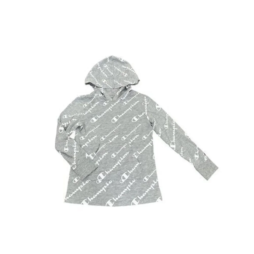 Champion Gray Logo Print Hoodie Size M